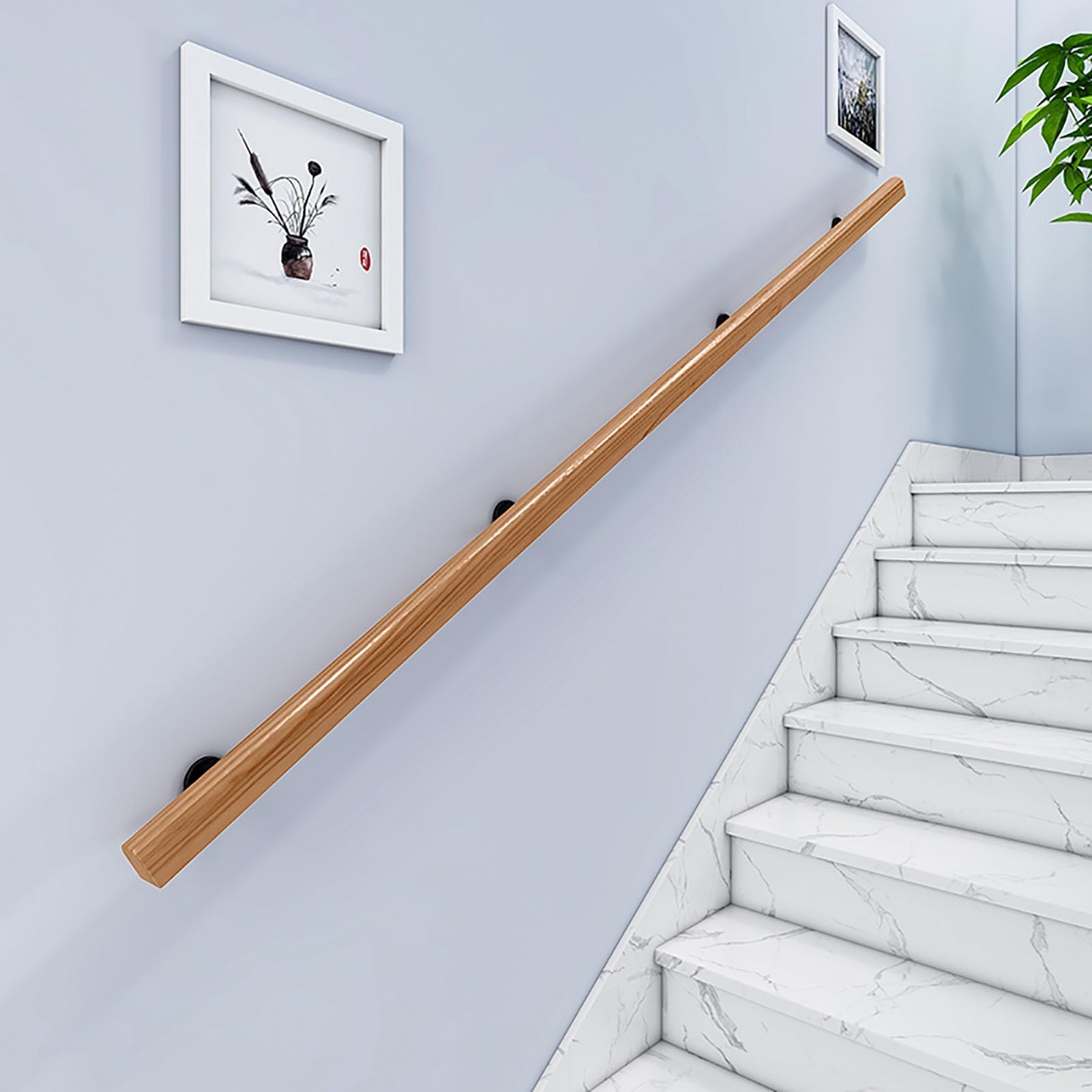 Barre d'appui d'escalier pour personnes âgées rampe en bois