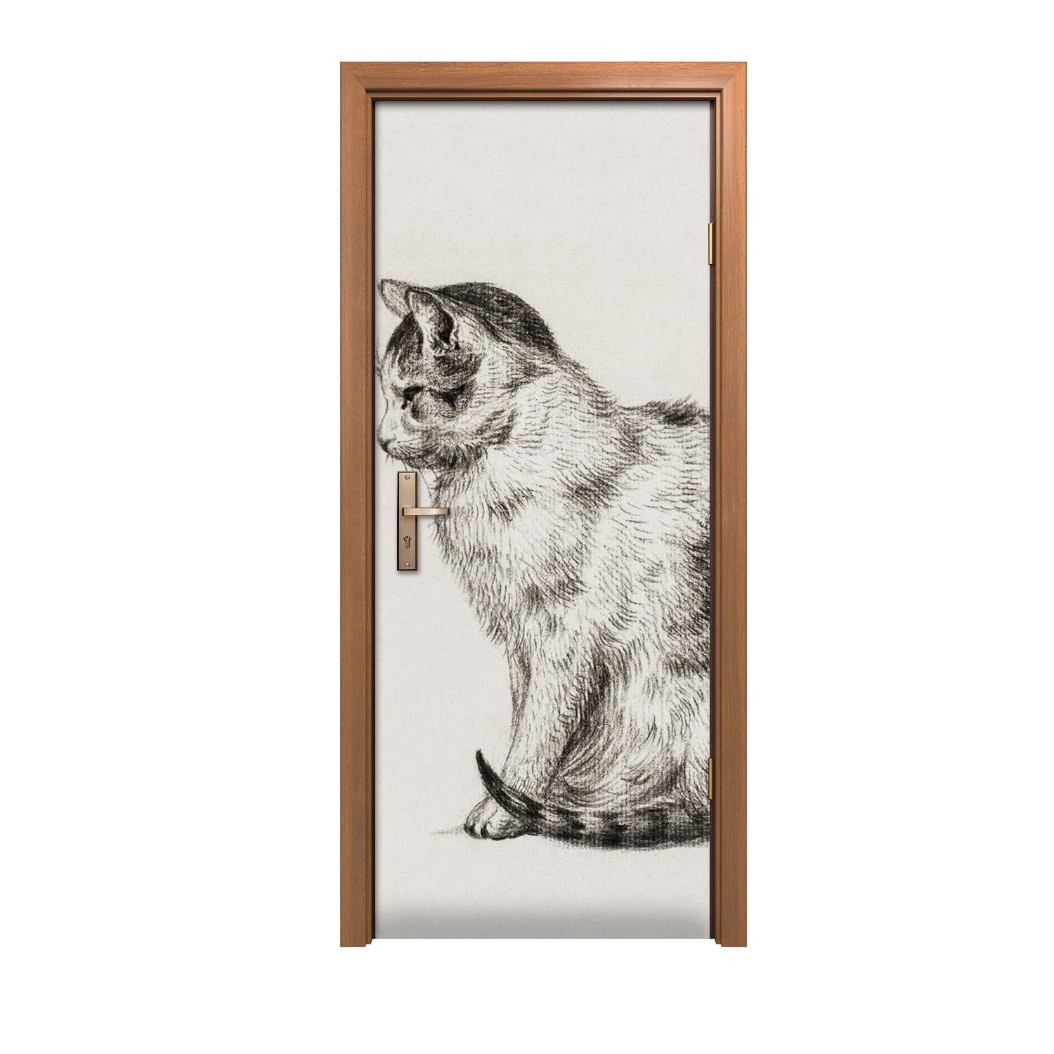 Autocollant de porte chat animal 80x200cm - Décoration murale design d'intérieur