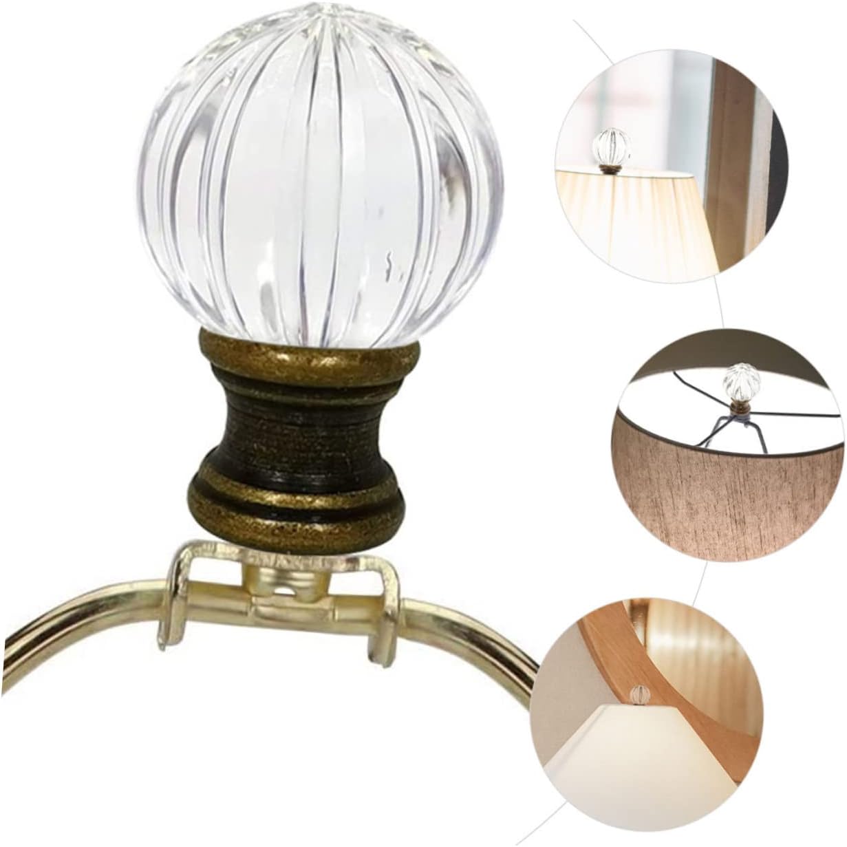 2pcs Elegant Lamp Knob Replacement Lamp Finials Decorative Lampshade Harp for Modern