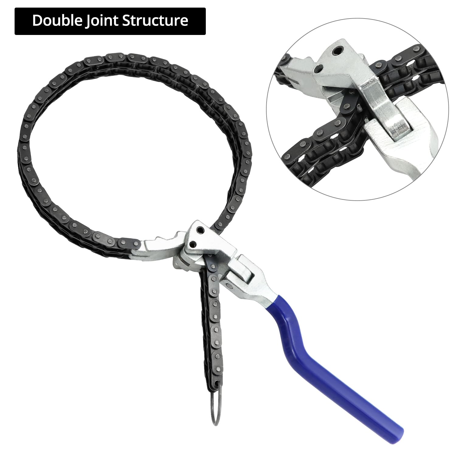 QWORK® Clé à Chaîne Filtre à Huile - Chaîne Duplex de 600 mm, Ø 60-195 mm - pour Auto-Moto Ouverture de filtres