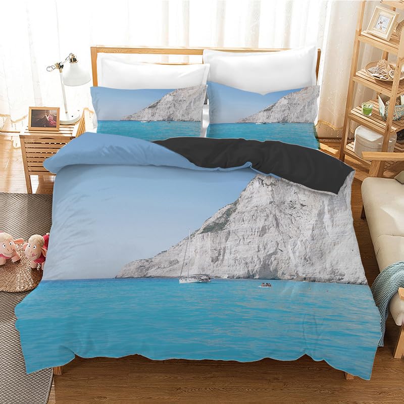 Housse de couette 140x200 sans repassage microfibre bleu clair douce