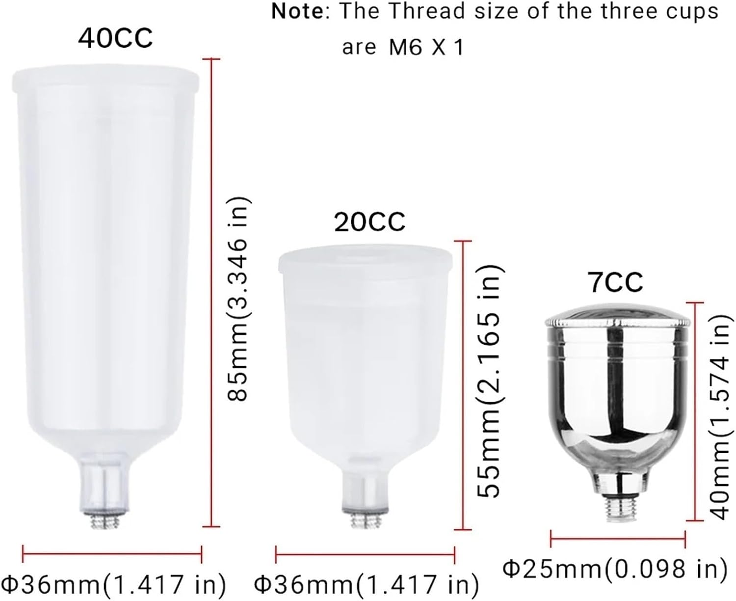 7cc 9cc 20cc 40cc Airbrush Detachable Fluid Cup for Gravity Feed Paint Spary Gun Air Brush Accessories Easy Clean (Size : 5cc All)