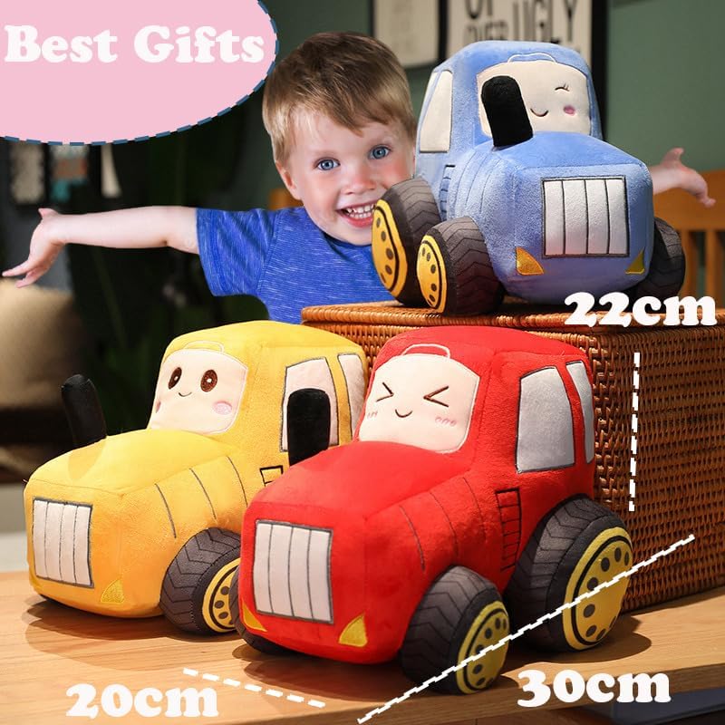 Miniatura 5 de ELAINREN Lindo tractor azul relleno camión juguete simulación granja tractor felpa muñeca regalos8.7x11.8x7.9 in