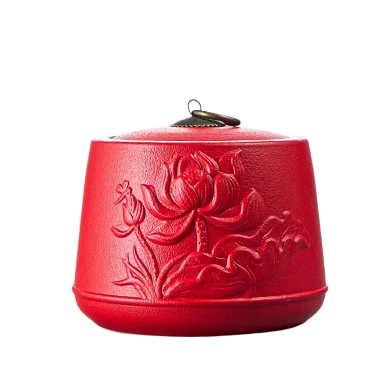 Yqinqin83b Red Stroage Jar Porcelain Tea Canister For Loose, 830 Ml Sugar