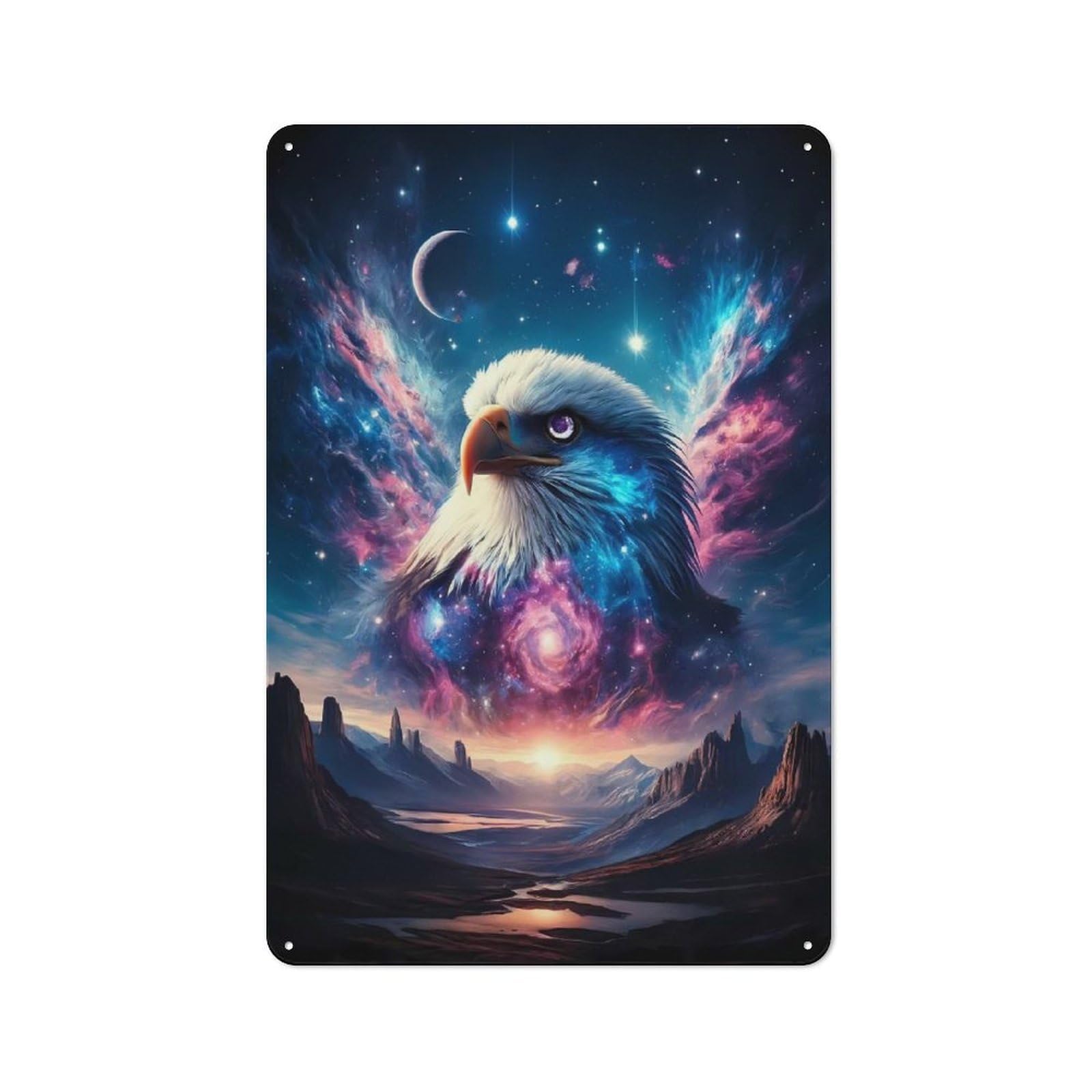 Cosmic Eagle Office Metal Sign 30x20cm, Understated Office Wall Decor for Workspace, Cafe, Shop Or Desk Area