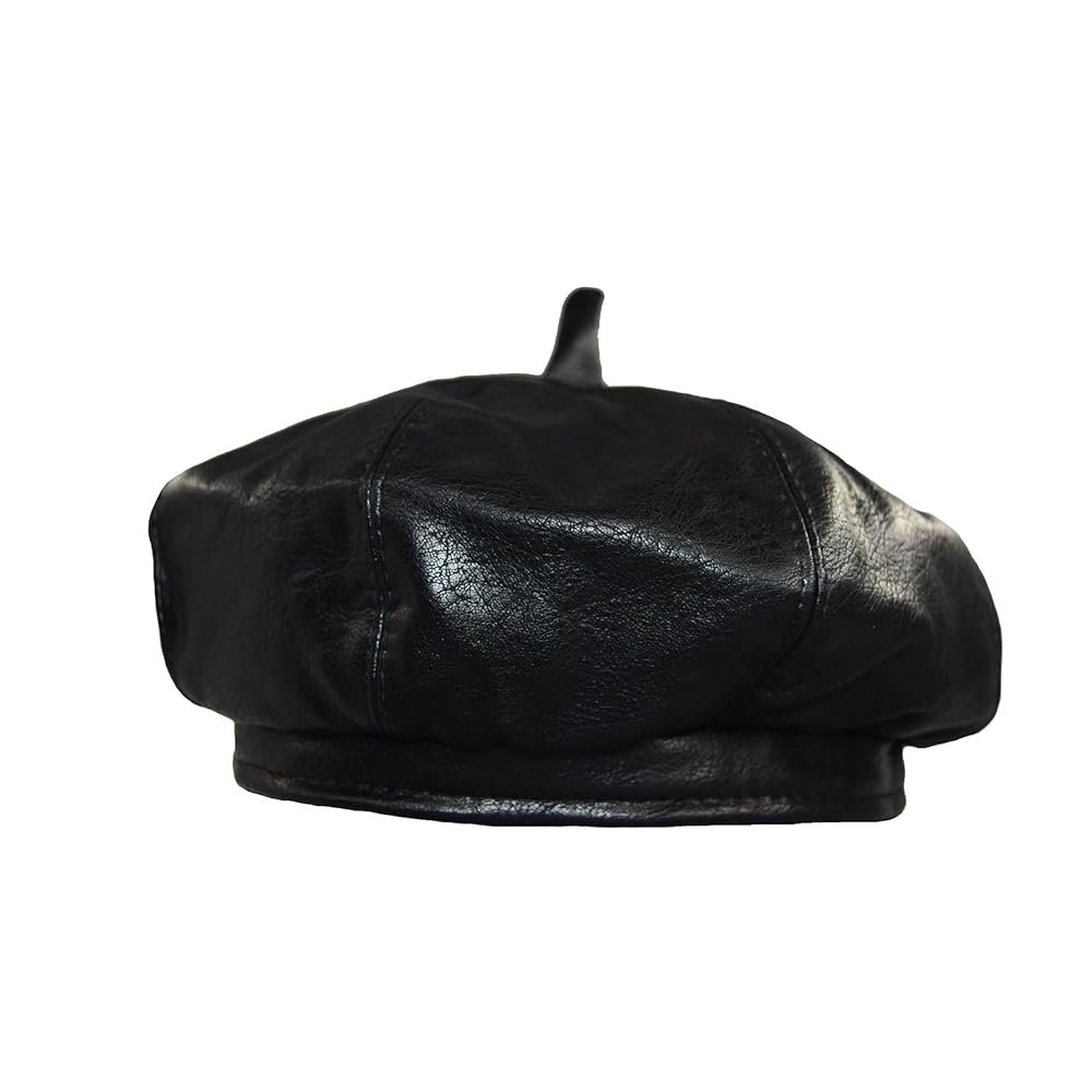 Chiclinco PU Leather French Berets Hats, 8 Panel Beret Caps