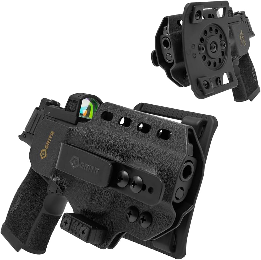 GRITR Omni IWB/OWB Kydex Modular Holster Fits Sig, Glock, Springfield, Walther, S&W, Canik & More - Ambidextrous EDC Gun Accessory w/Optic Cut, Open Bottom, Adjustable Concealment Claw & Retention