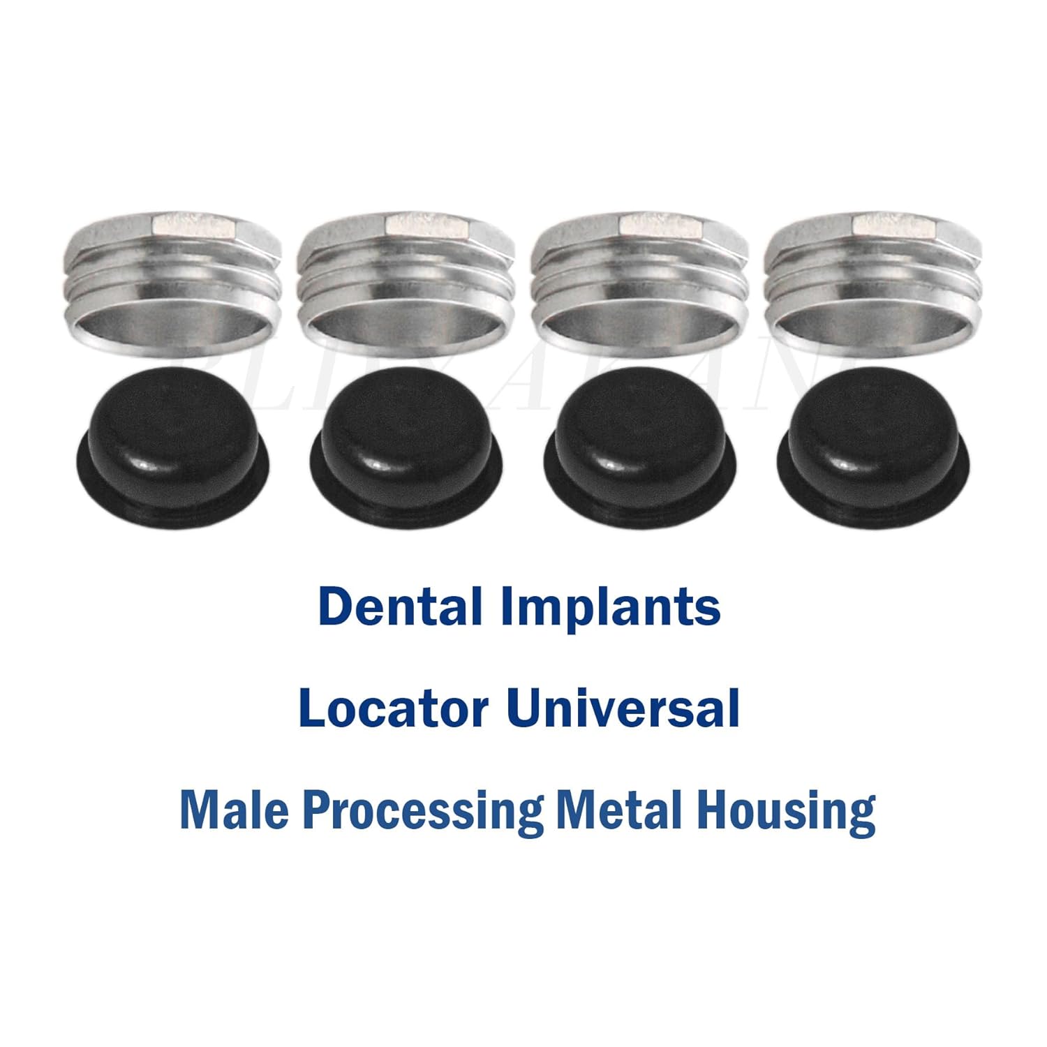 4 Pcs Overdenture Retention Male Cap Metal Housing Laboratory Processing Cap(Metal Housing & Laboratory Processing Cap)