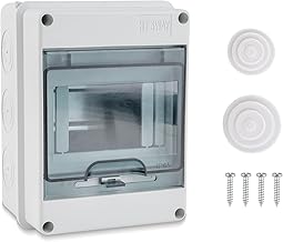 5 Way Circuit Breaker Box, IP65 Distribution Protection Box with Din Rail ABS Plastic Breaker Box Cover Miniature Din Rail Enclosure for Indoor Outdoor Wall