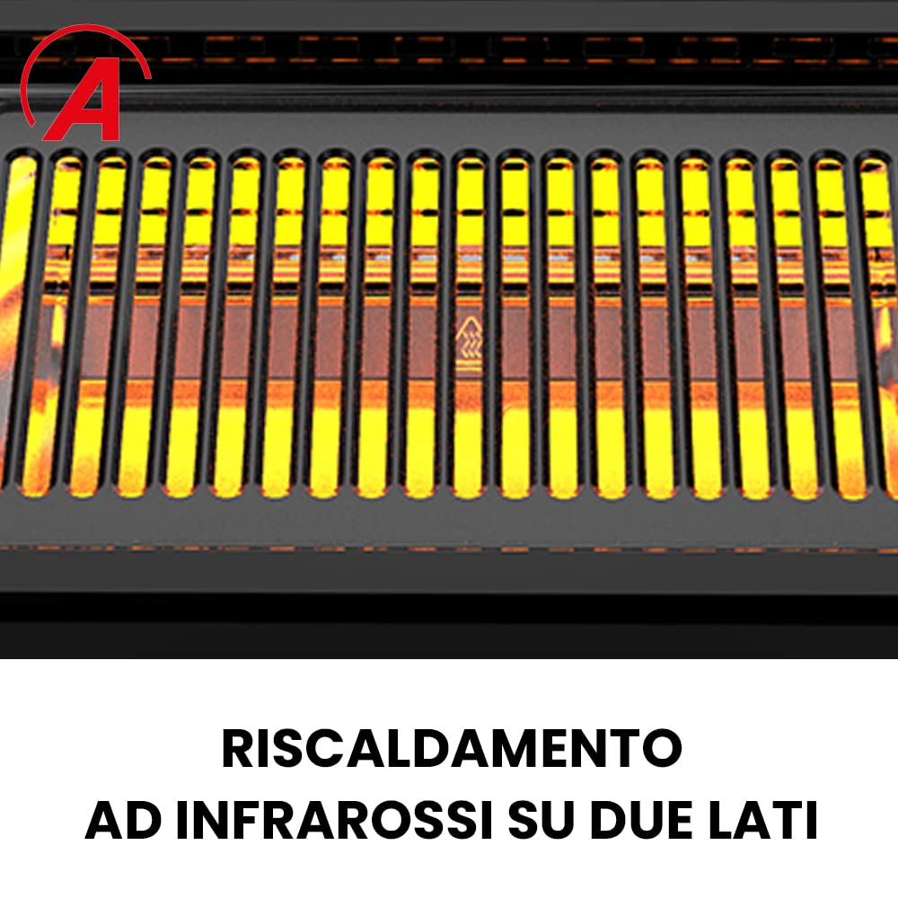 ARDES ARGRILL01 Barbacoa eléctrica sin humo, barbacoa sin humo con calentamiento por infrarrojos 1100 W, barbacoa eléctrica portátil de balcón para interior o exterior con parrilla extraíble