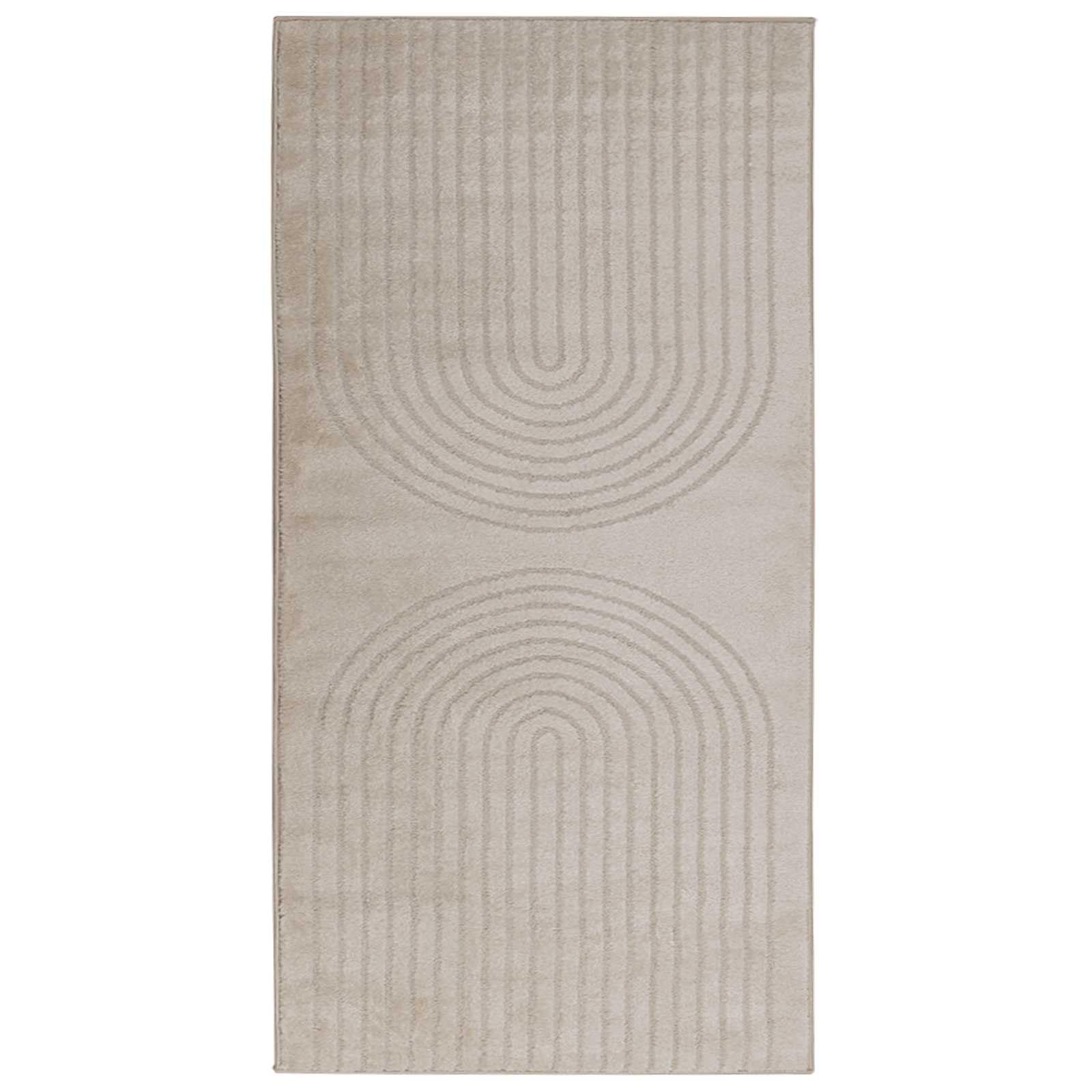 Tapis de salon beige 150x80 Galati rectangulaire en polyester doux