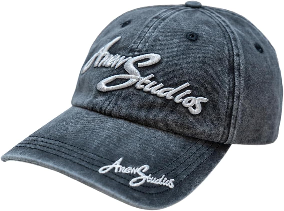 Oak&Pines Vintage Distressed Washed Baseball Cap, 100% Cotton Retro Adjustable Unconstructed Original Classic Golf Dad Hat for Gift Men Women Black