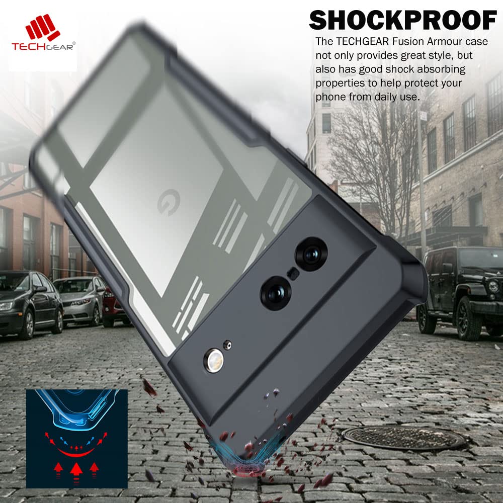 Coque TECHGEAR Fusion FX Pour Google Pixel 7 Pro – Mince, Anti-choc, Hybride TPU/PC, Noir