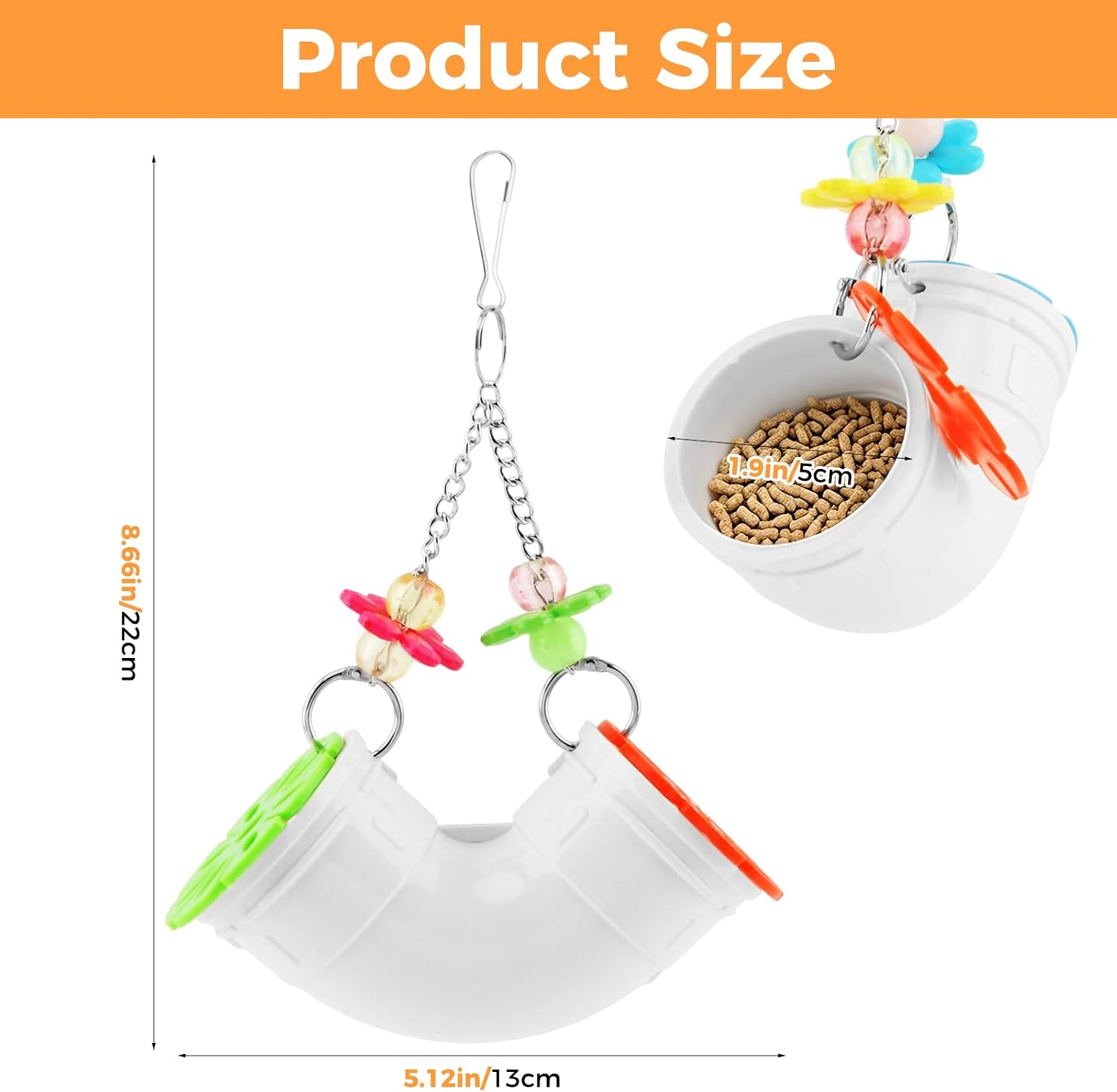2-Pack Rat Enrichment Toys,Interactive Slow Feeder Puzzle Toys Set for Mice and Parakeets,Hanging Foraging Feeders with 2 Styles, Wide Opening for Various Treats image 2