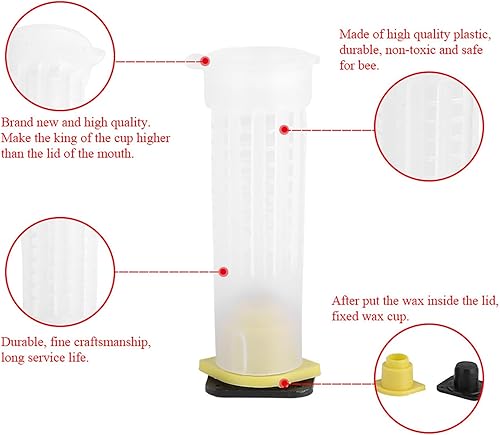 Miniatura 9 de Hyuduo Kit de copa de apicultor de 50 Uds. de apicultura, jaulas de reina de abeja, rodillo, equipo de herramienta de apicultor (100)