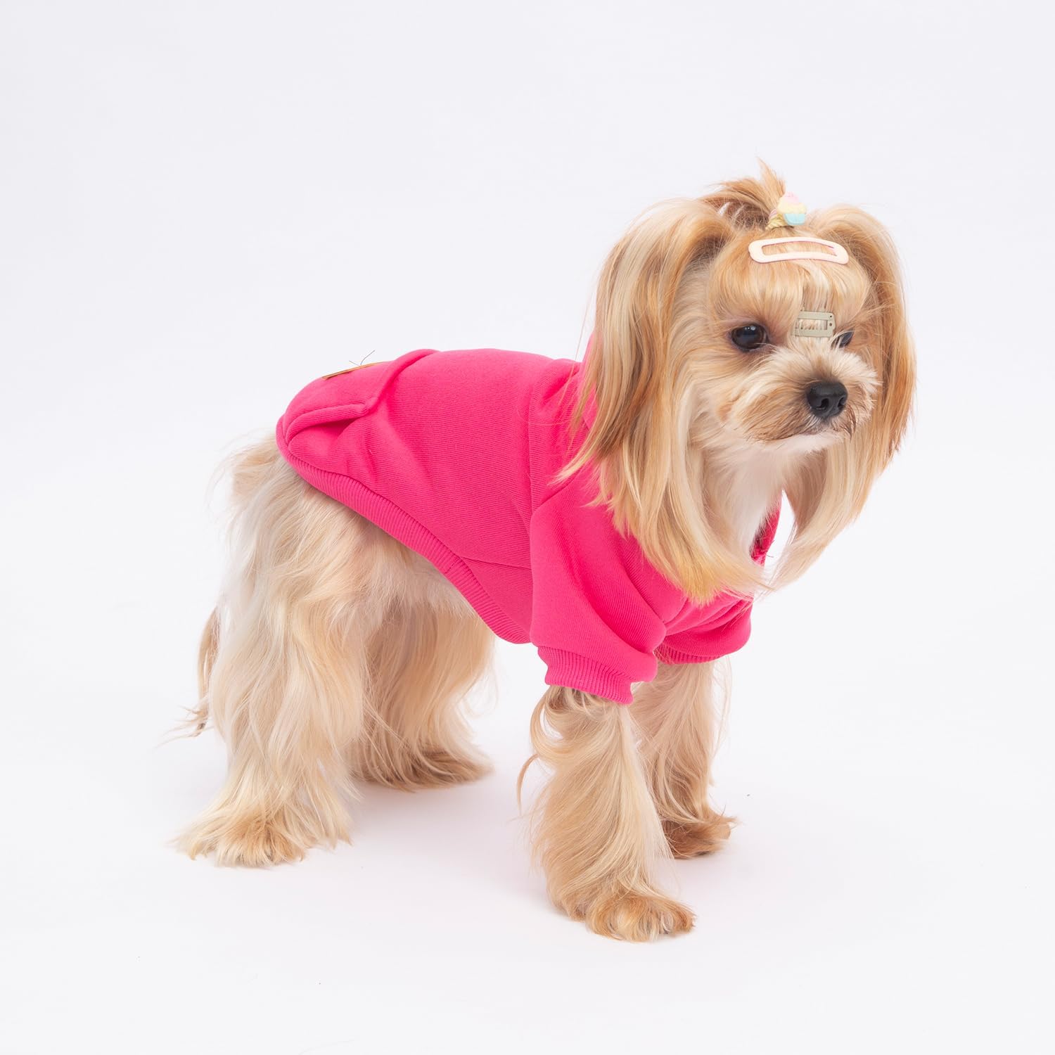 2 Pack Dog Hoodie Warm Hood Dog Sweater Cold Weather Small Dogs Sweatshirt Comfort Pet Clothes for Small Medium Dogs with Pockets Cats Chihuahua Clothes for Male Female Girl Boy Sporty Daily Wear M (Back: 11.4", Chest: 16.9") Rose+Pink