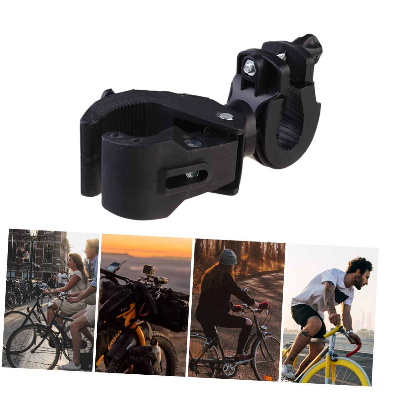 Balacoo 2pcs Plastic Bike Light Holder Rotatable Handlebar Flashlight Bracket for Mountain and Road Bikes Lightweight and Easy to Install Black