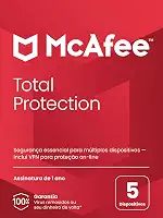 McAfee Total Protection | 5 dispositivos | Software de segurança cibernética inclui antivírus, VPN segura, gerenciador de senhas, monitoramento da Dark Web | Cartão-chave