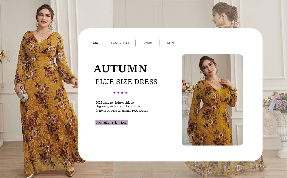 TOLEEN Women's Plus Size Dress V Neck Rose Embroidery Mesh Elegant Formal Maxi Dresses - Image 6