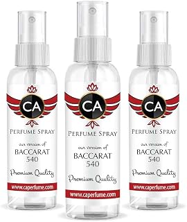 CA Perfume Impression of Baccarat Rouge 540 Unisex Travel Size Refillable Atomizer Sample Replica Fragrance Eau de Parfum/Cologne Sprayer (2 Fl Oz/ 60 ml) X3