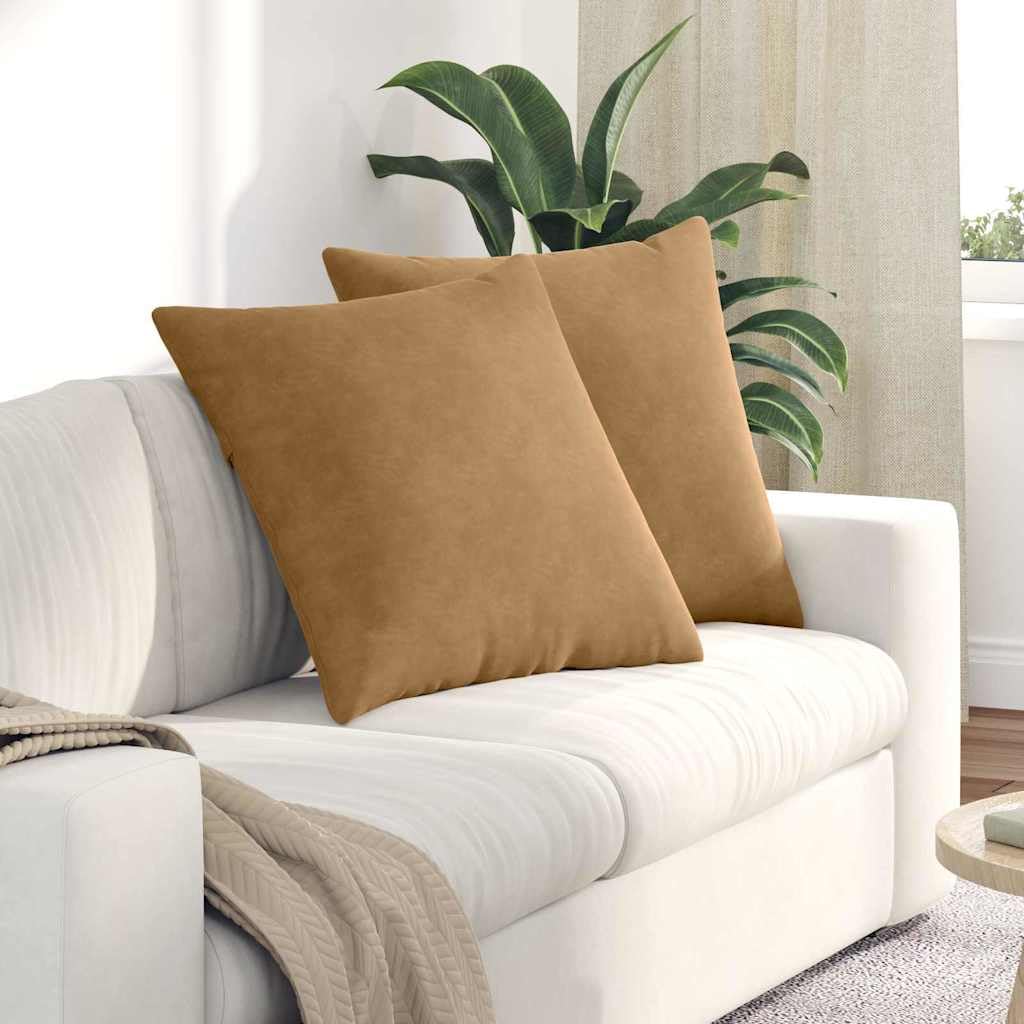 Coussin de canapé marron antidérapant résolvant l'inconfort d'assise en velours côtelé 80x80