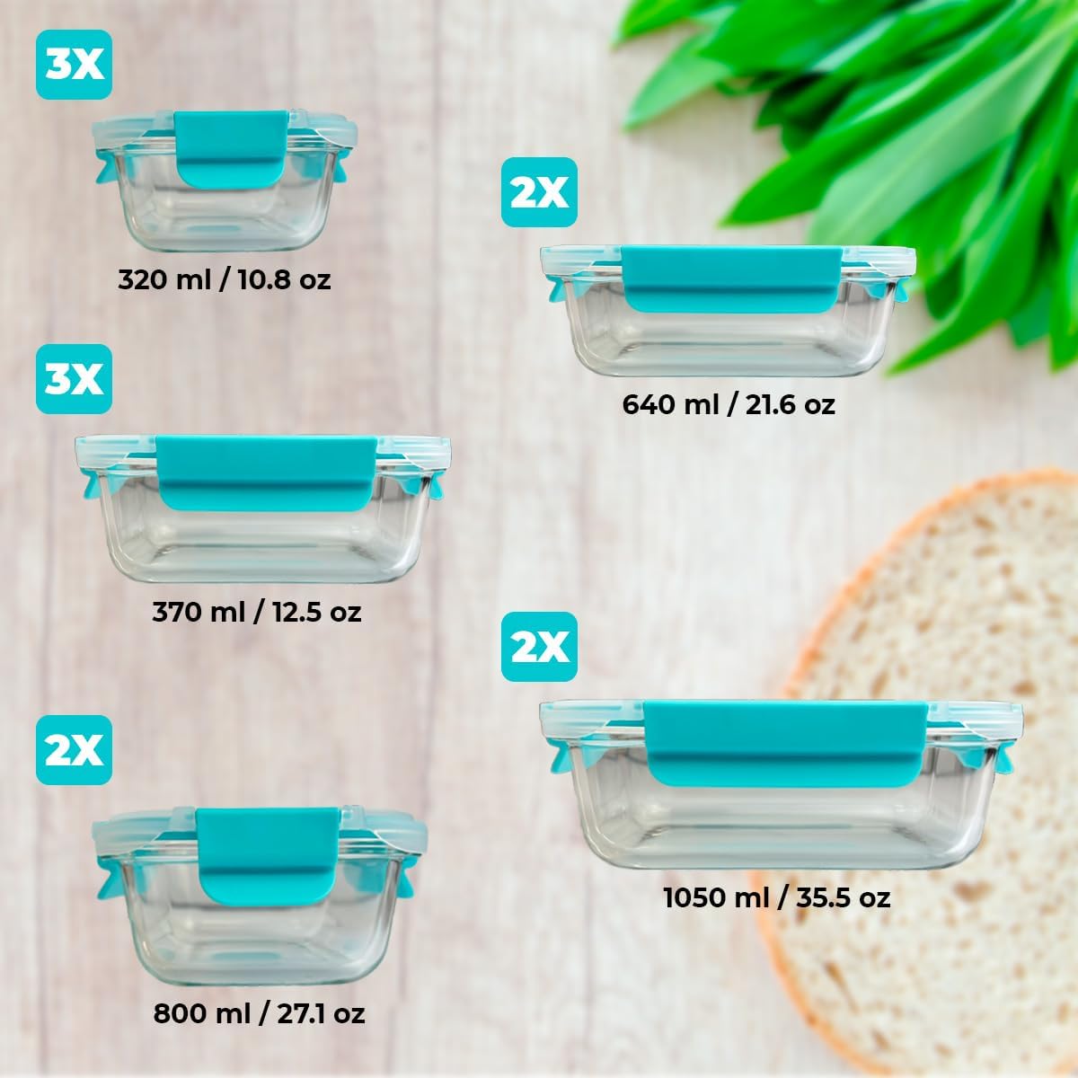 24 Piece Glass Microwave Dishwasher Safe Storage Prep Meal Containers with Lids Leak Proof (Blue)