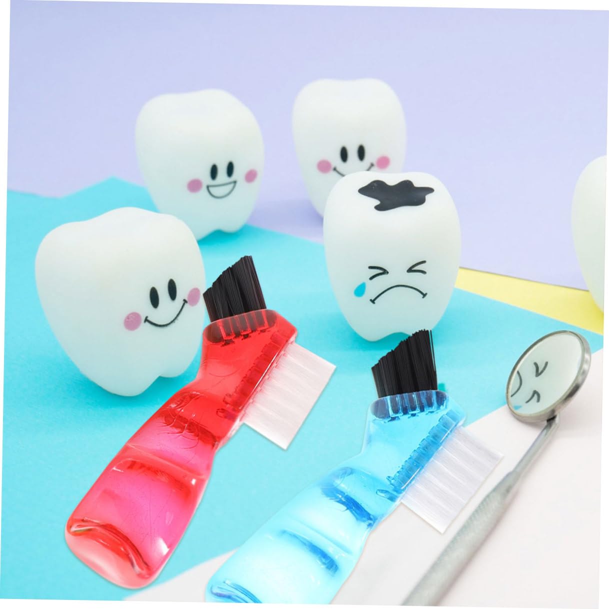 HANABASS Spazzola per Pulizia Dentiera Mini Doppia Testa Multifunzionale 3pezzi in Plastico Pp Creativa per Orale Domestica