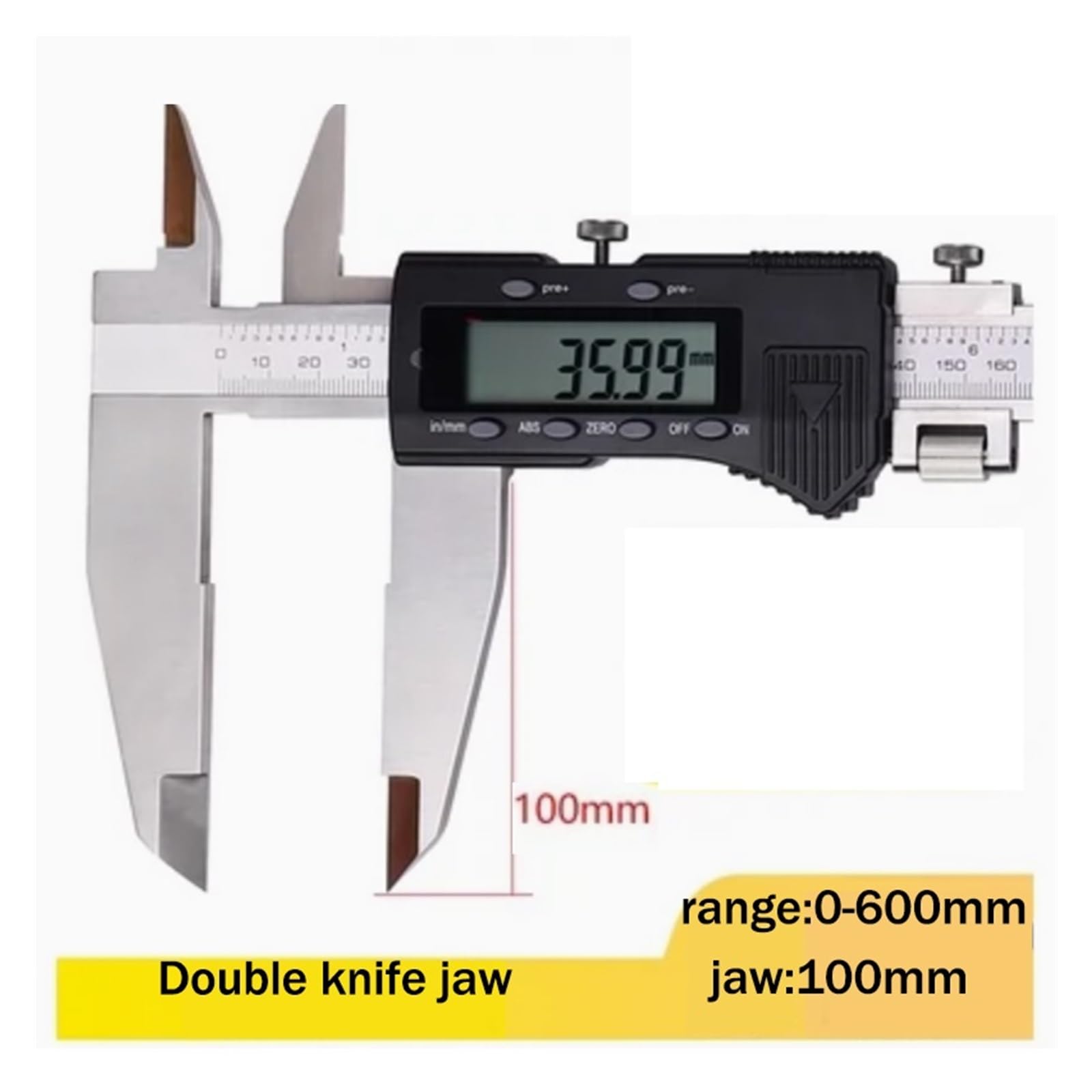Micromètre Pied à coulisse numérique 1000mm 40 pouces 0-1000mm 800mm 600mm, Double mâchoire de couteau, pied robuste micromètre jauge d'épaisseur(0-600mm)