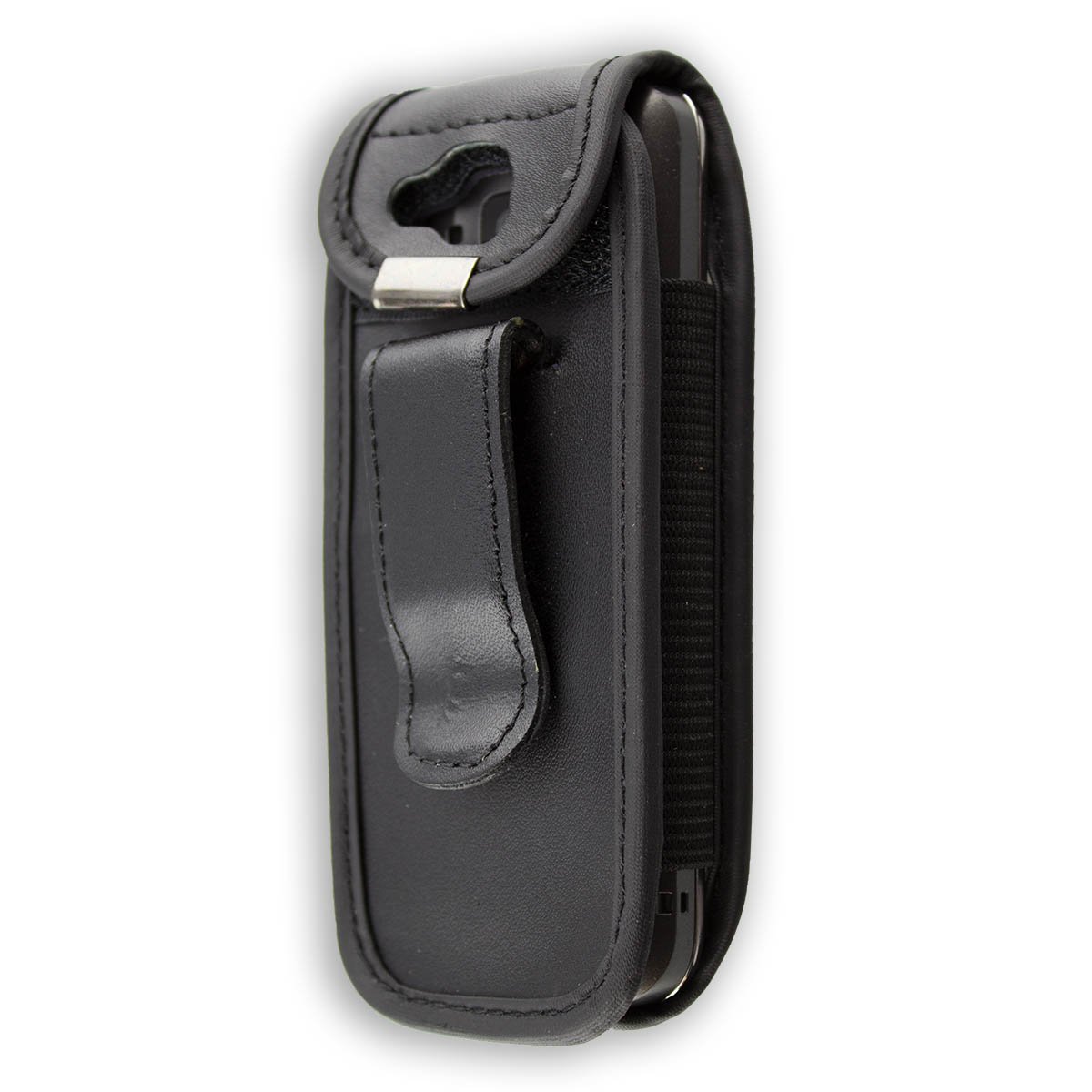 Custodia In Vera Pelle Con Clip Da Cintura Per Nokia 3410 - Caseroxx - Protezione Con Finestra Trasparente (Nero)