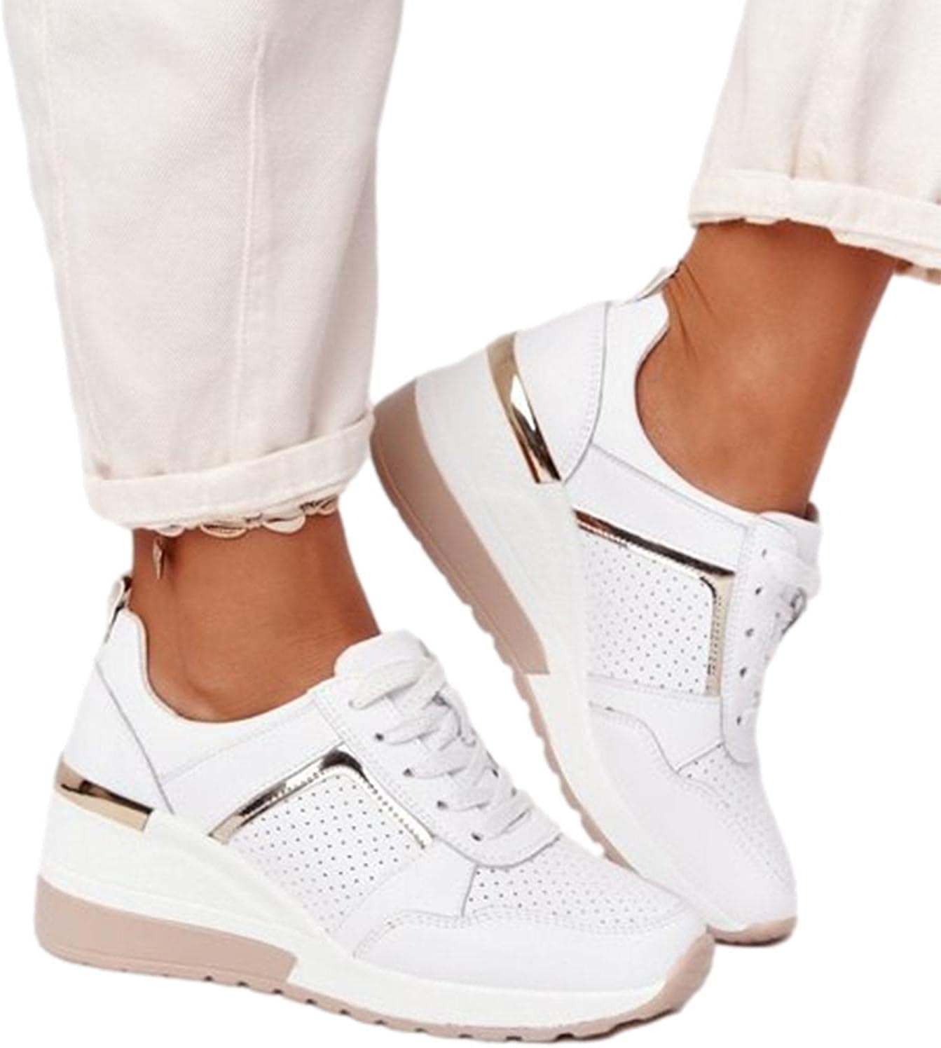 Fashion Heel Wedge Trainer for Women - Women's Comfortable Platform Hiking Shoes, Best for Casual and Daily Use