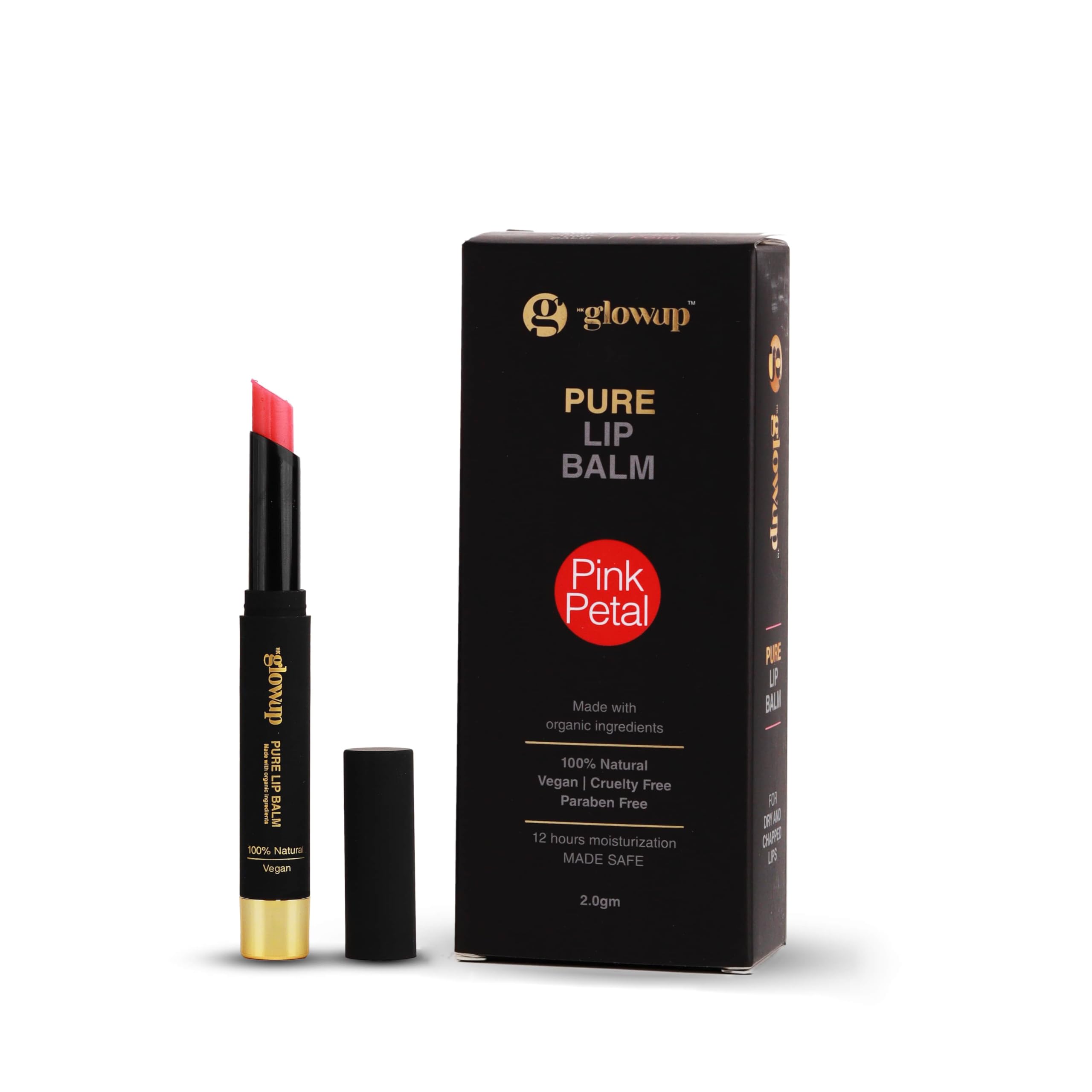 g HK glowup Pure Pink Petal Lip Balm for women -100% Natural Vegan (2.0gm) | Cruetly & Paraben Free | Hydrating and Tinted Lip Care for Soft, Pink Lips | Nourishment and vibrant color-picture-32