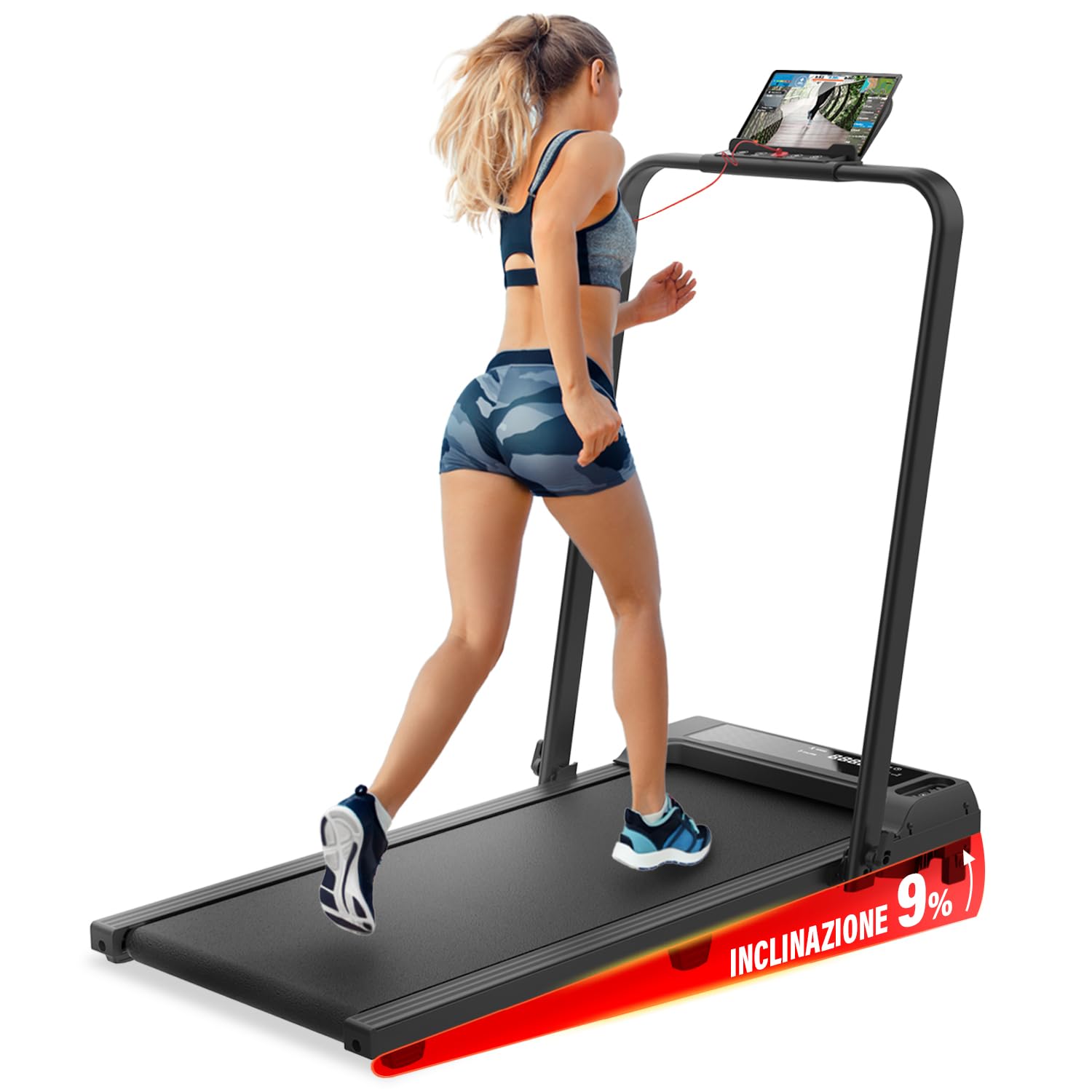 YM Tapis Roulant Salvaspazio 12 km/h, MARCHIO ITALIANO, Inclinazione, Telaio rinforzato, Elettrico, Pieghevole, 12 Programmi, Your Move ASSISTENZA ITALIA, Mod. 2026
