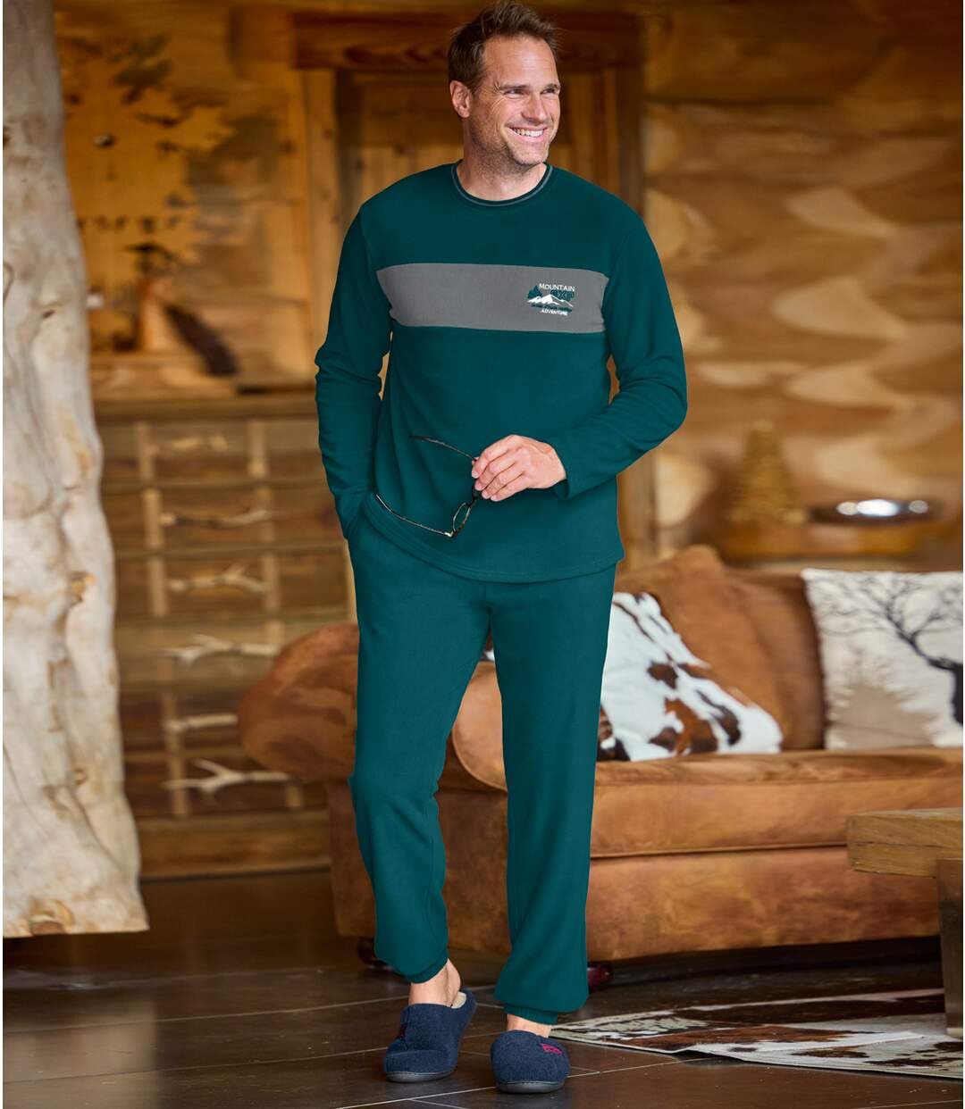 ATLAS FOR MEN - Pijama de Micropolar para Hombre - Conjunto de Noche - Disponible en Tallas Grandes