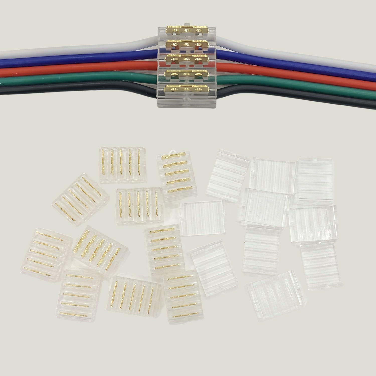 Wire Connectors Quick Connect Terminal,10pcs with Caps 5-Pin Electrical Splice Crimp, Wire to Wire Quick Connect