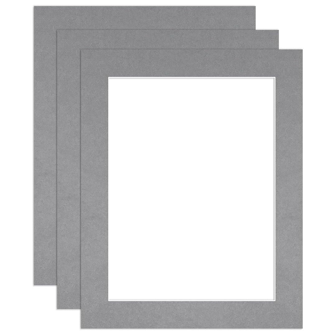 Procut Global 10x8" Mid Grey Picture Mounts to Fit 8x6" Aperture - Precision Cut Cardboard Photo Mount - Ideal for Frames, Prints, Artwork & Certificates - Sizes & Colours Available - 3 Pack