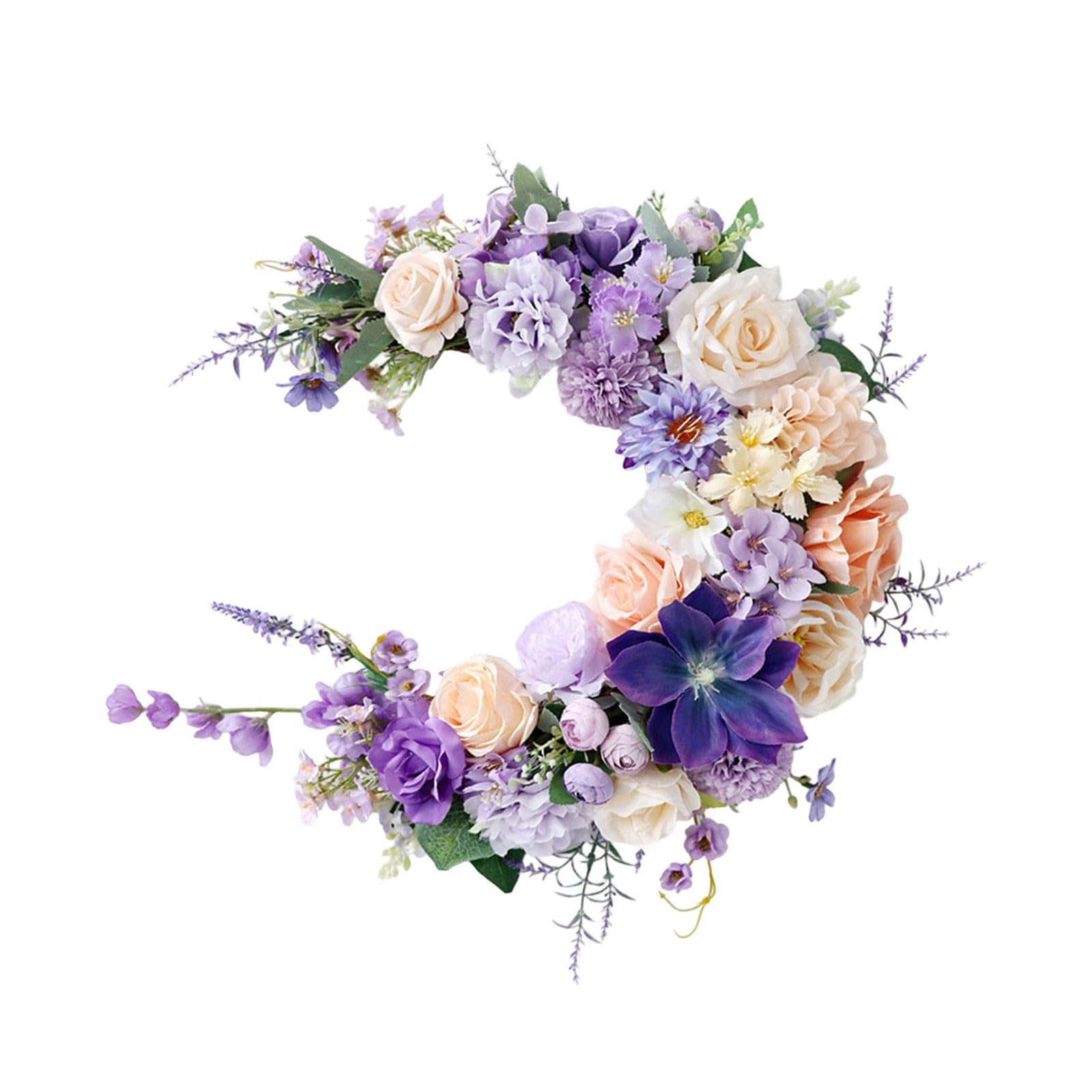 Msioytog Champagne Purple Shape Wreath Artificial Flower Wall Art For Seasonal Celebration Indoor Beautifying Home Decoration Floral Garland
