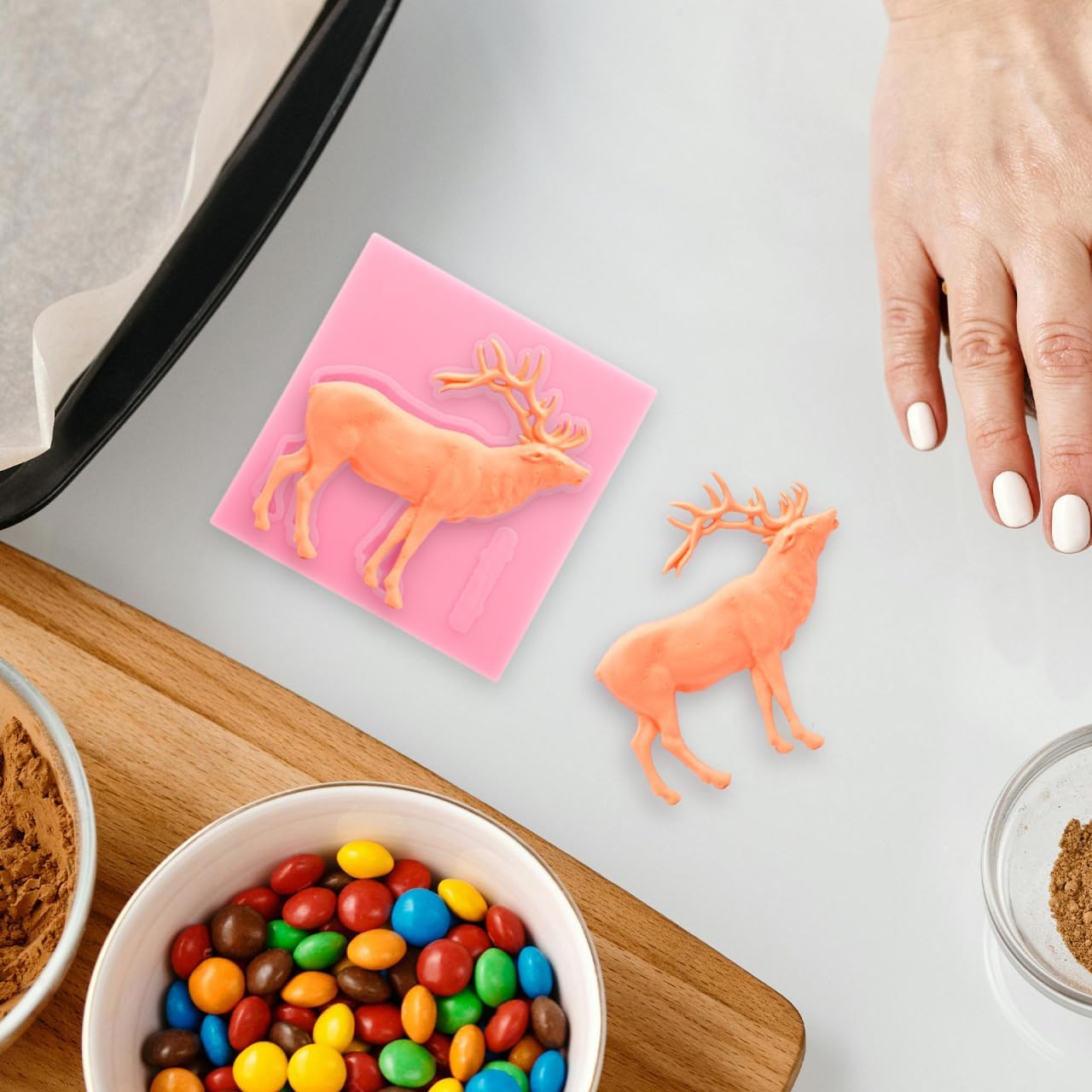Christmas Deer Silicone Mold 3D Stag Head Fondant Molds Elk Mold For Christmas Cake Decoration Cupcake Topper Candy Chocolate Polymer Clay Gum Paste