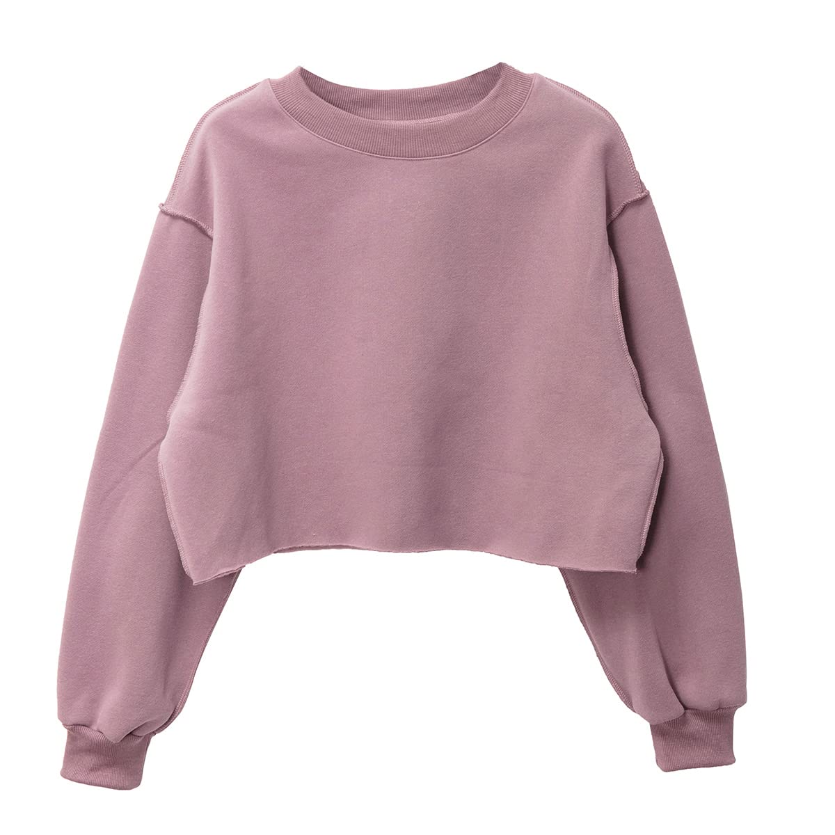 AmazhiyuWomen Cropped Sweatshirt Long Sleeves Pullover Fleece Crop Tops