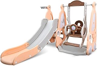 Toboggans Autoportants, Ensemble Grimpeur Et Balançoire pour Enfants 4 en 1, Combinaison De Panier De Basket, pour Extérieur Et Intérieur,Orange