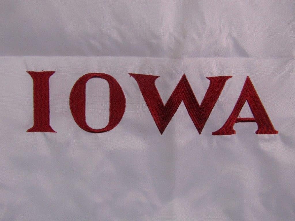 AES 3x5 Embroidered State of Iowa Double Sided 210D Nylon Flag 3'x5' Clips Banner Grommets Double Stitched Fade Resistant Premium Quality
