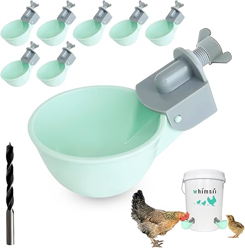 Paquete de 8 comederos de agua para pollo, bebedero automático de pollo, sistema antifugas, capacidad para un 50% más de agua, adecuado para pollos,