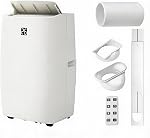 Climatiseur portable de 12000 BTU, 3-en-1 refroidissement, déshumidificateur et ventilateur pour des pièces jusqu'à 550 pi², mode silencieux (50-52dB), minuterie 24H, économe en énergie, corps blanc, kit de fenêtre pour la maison