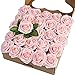 Breeze Talk Artificial Flowers Blush Roses 25pcs Realistic Fake Roses w/Stem for DIY Wedding Bouquets Centerpieces Arrangements Party Baby Shower Home Decorations