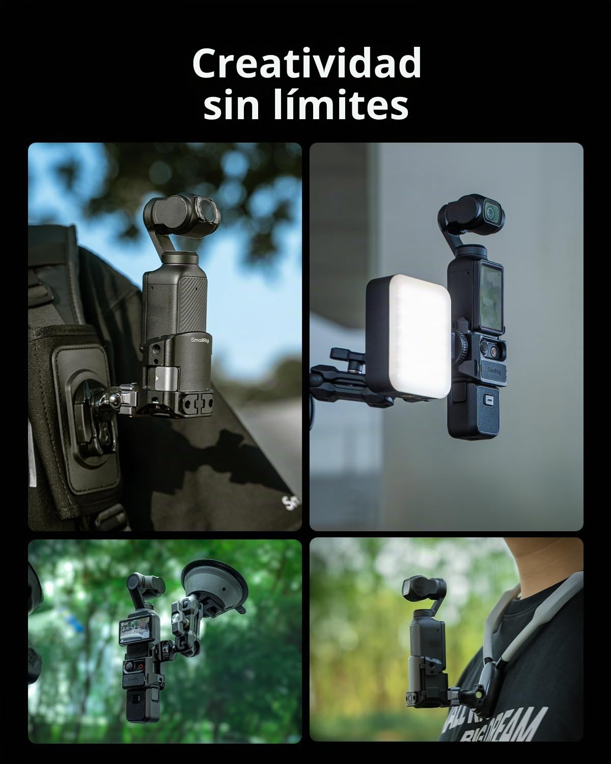 SMALLRIG Accesorio Adaptador de Expansión para DJI Osmo Pocket 3, Soporte Liviano de 52 g para Pocket 3, con Soporte de Zapata Fría, Orificios Roscados de 1/4"-20 y Puertos de Garra - 5072