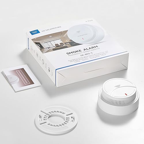 Miniatura 8 de Detector de humo, 4 unidades, detector de humo con tecnología fotoeléctrica con indicador LED y botón de prueba, detectores de humo para el hogar,