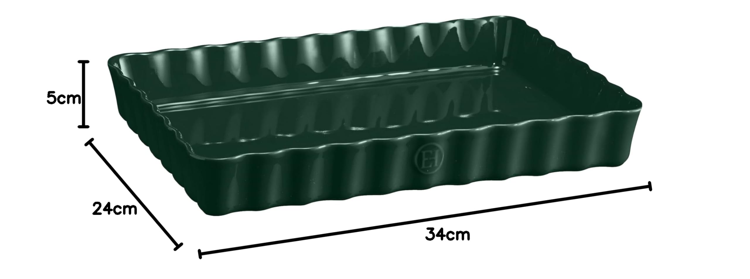 Emile Henry Tourtière rectangulaire, Céramique, vert Cédre, 24 x 34 cm