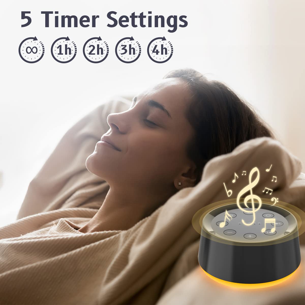 Brown Noise Sound Machine with 30 Soothing Sounds 12 Colors Night Light Noise Machine for Adults Baby Kids Sleep Machines Memory Function 36 Volume Levels 5 Timers for Home Office Travel: Black