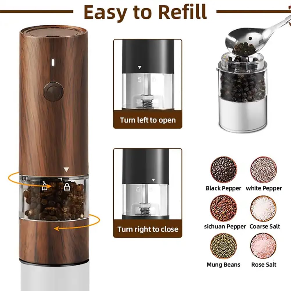 Set Di Macina Sale E Pepe Elettrico Ricaricabile, Macinapepe Automatico Con Luce Led, Macinatura Regolabile, Funzionamento Manuale, Per Cucina, Sala Da Pranzo E Uso Esterno (confezione Da 2)