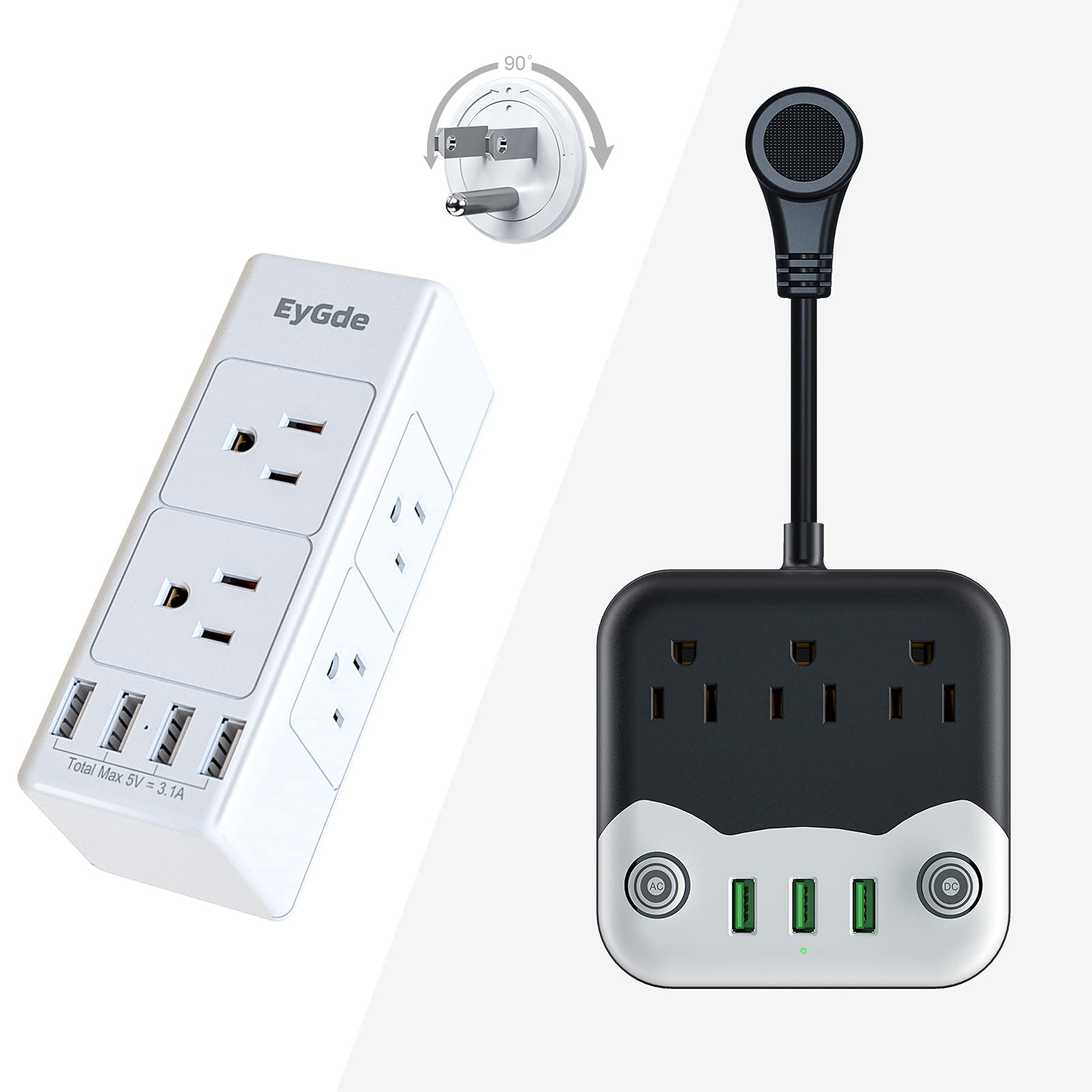 Buy EyGde Power Strip Wall Outlet Extender with 6 Outlets(3 Sided) and 4 USB Ports, Outlet