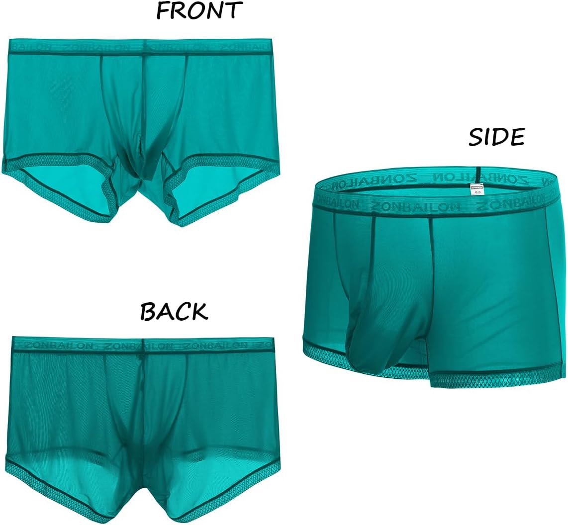 ZONBAILON Breathable Ice Silk Men's Boxer Briefs See-Through Underwear Trunk Transparent Stretch - Image 5